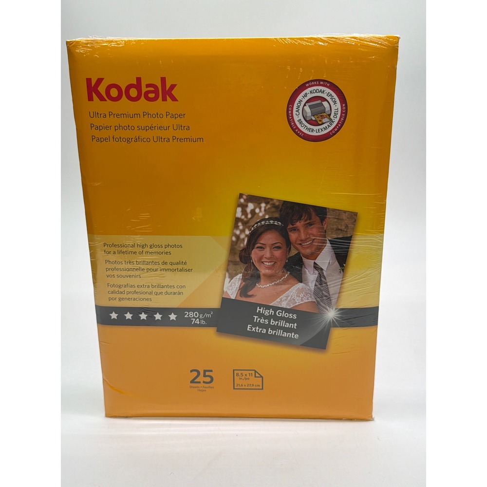 Kodak‎ Ultra Premium Photo Paper High Gloss 8.5x11 25 Sheets 74lb 10mil 8366353